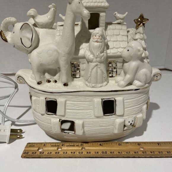 Noah’s Ark with Santa Accent Light Ivory Porcelain Holiday Christmas 8" JCPenney - Picture 12 of 16
